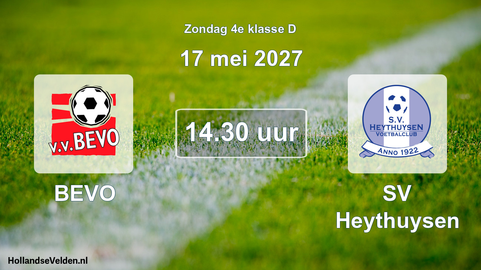 Geplande wedstrijd: BEVO - SV Heythuysen (17 mei 2027)