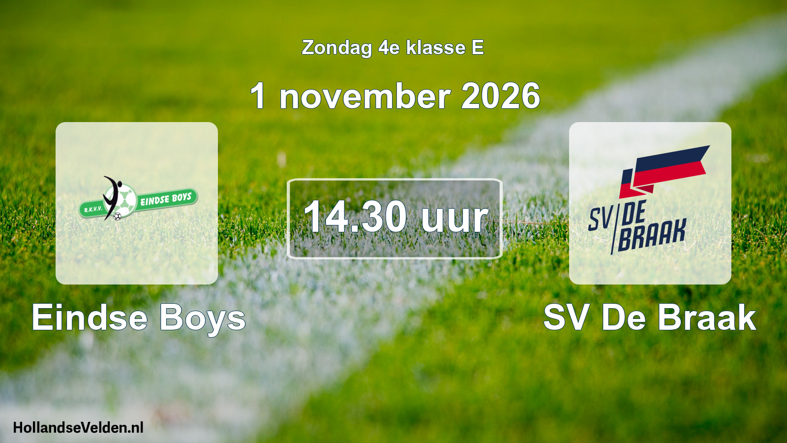 Geplande wedstrijd: Eindse Boys - SV De Braak (1 november 2026)