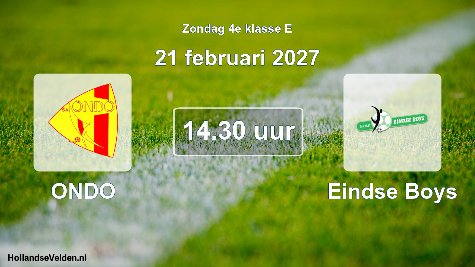 Geplande wedstrijd: ONDO - Eindse Boys (21 februari 2027)