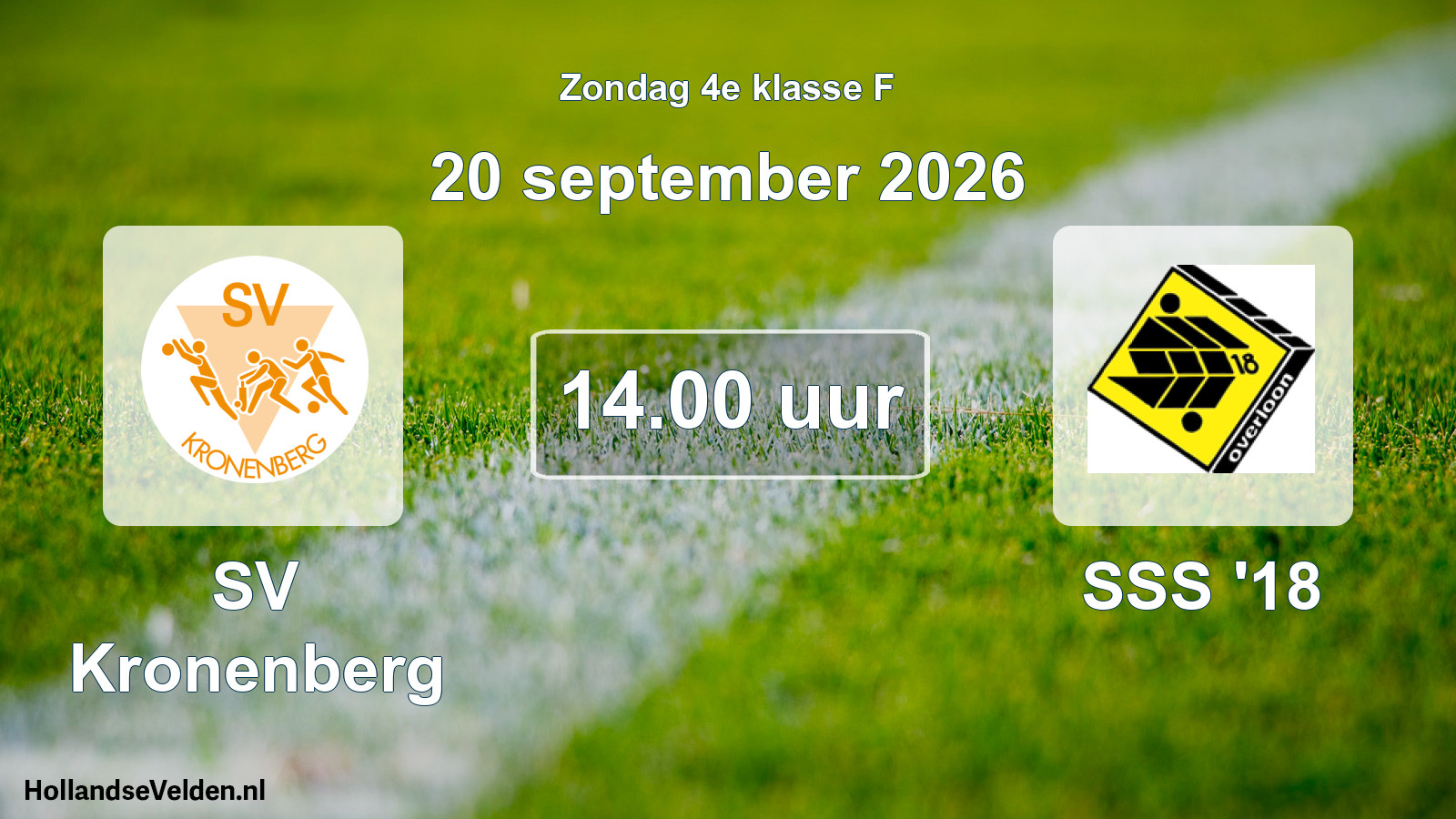 Geplande wedstrijd: SV Kronenberg - SSS '18 (20 september 2026)