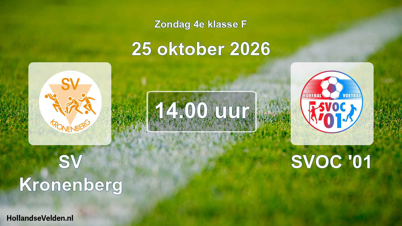 Geplande wedstrijd: SV Kronenberg - SVOC '01 (25 oktober 2026)