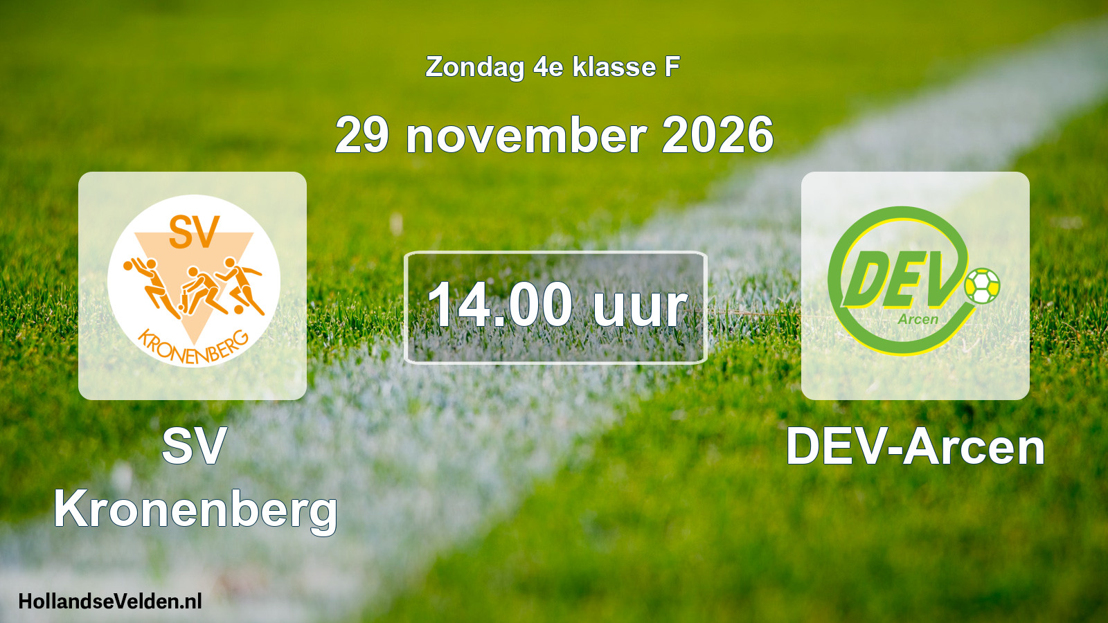 Geplande wedstrijd: SV Kronenberg - DEV-Arcen (29 november 2026)