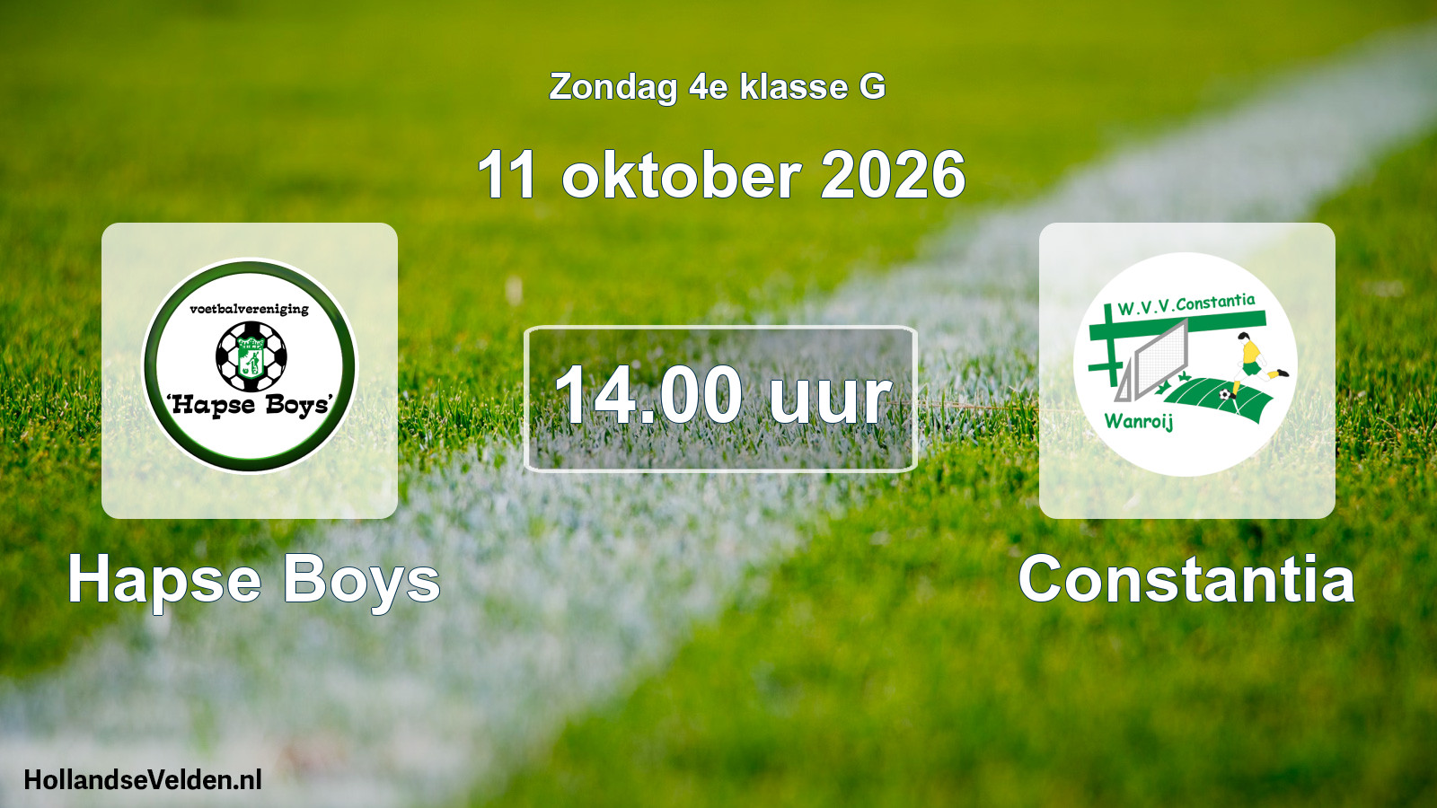 Geplande wedstrijd: Hapse Boys - Constantia (11 oktober 2026)