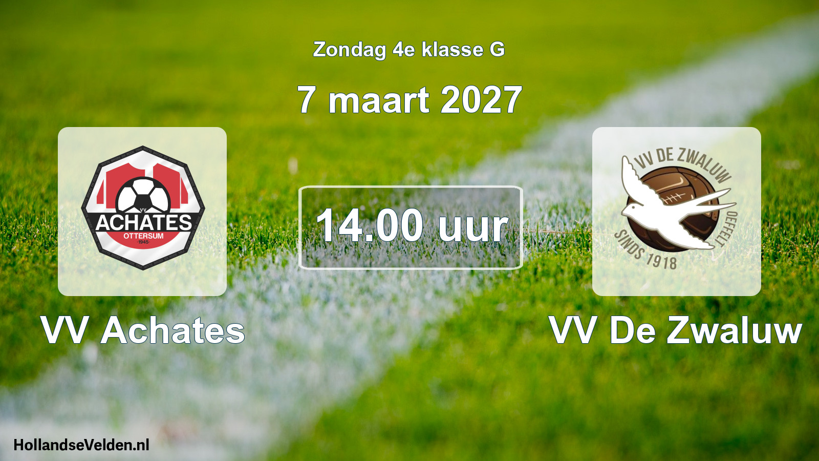 Geplande wedstrijd: VV Achates - VV De Zwaluw (7 maart 2027)