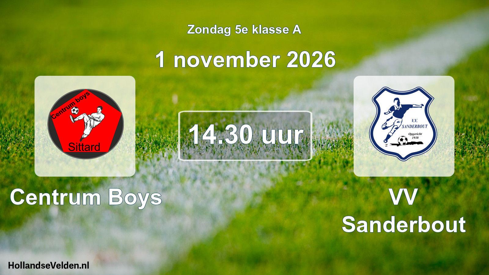 Geplande wedstrijd: Centrum Boys - VV Sanderbout (1 november 2026)