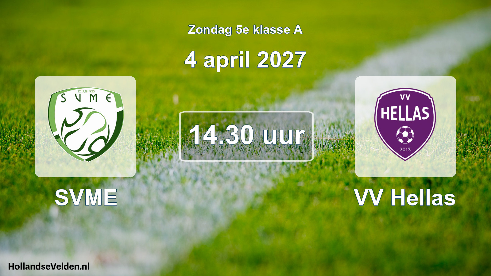 Geplande wedstrijd: SVME - VV Hellas (4 april 2027)