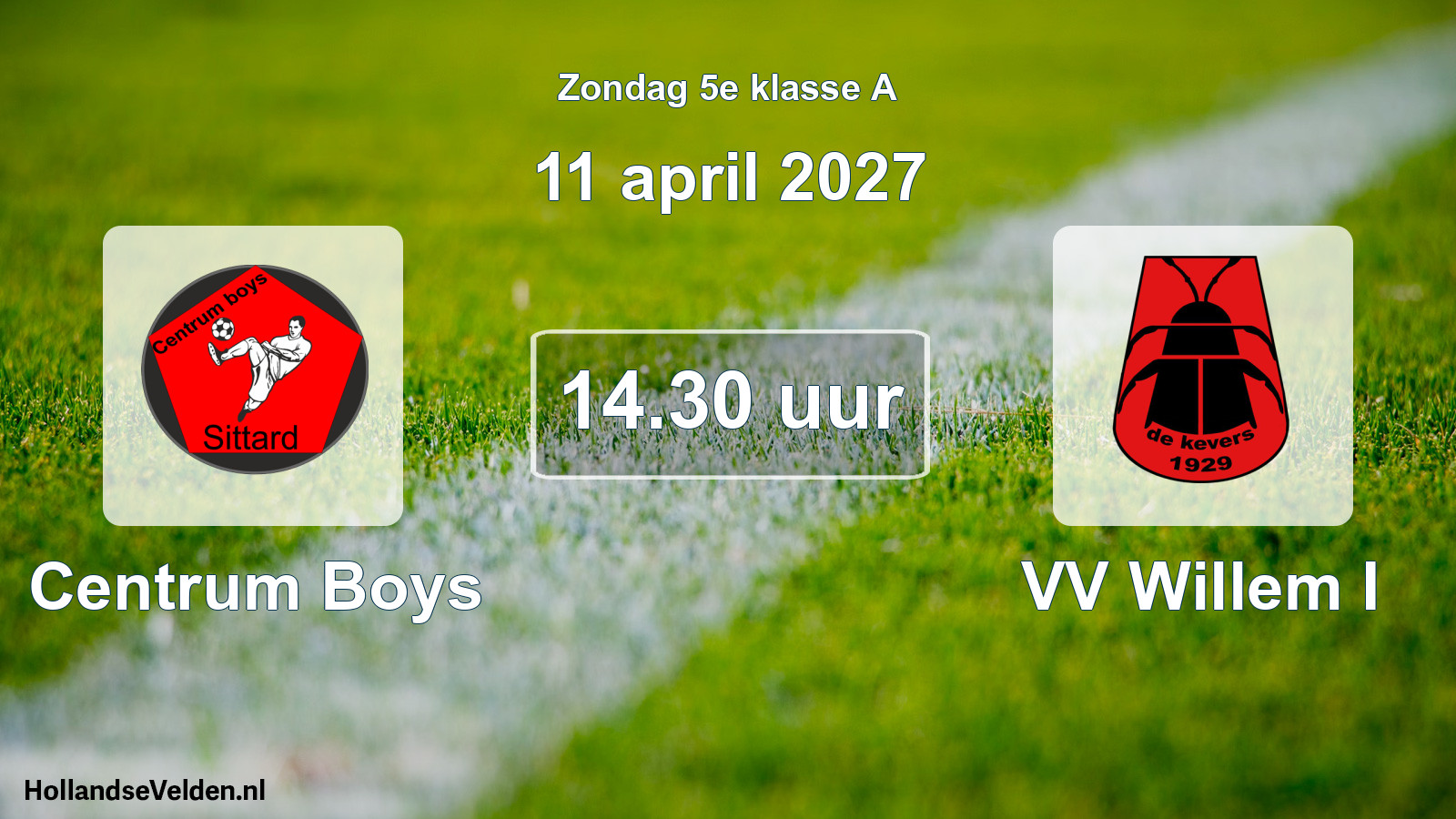 Scheduled Match: Centrum Boys - VV Willem I (11 April 2027)