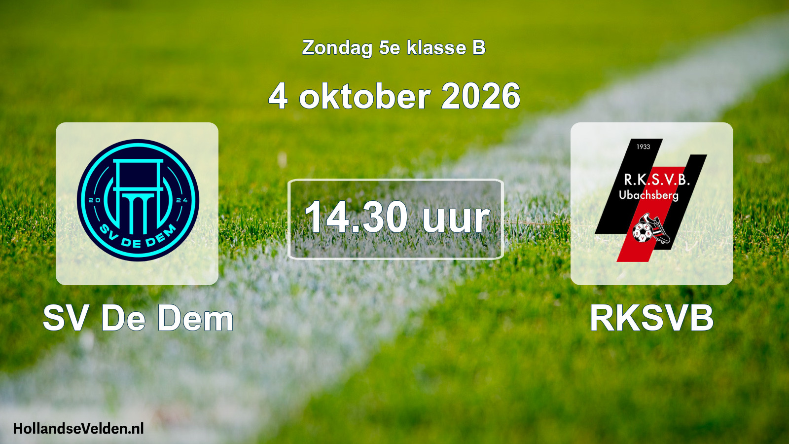 Geplande wedstrijd: SV De Dem - RKSVB (4 oktober 2026)