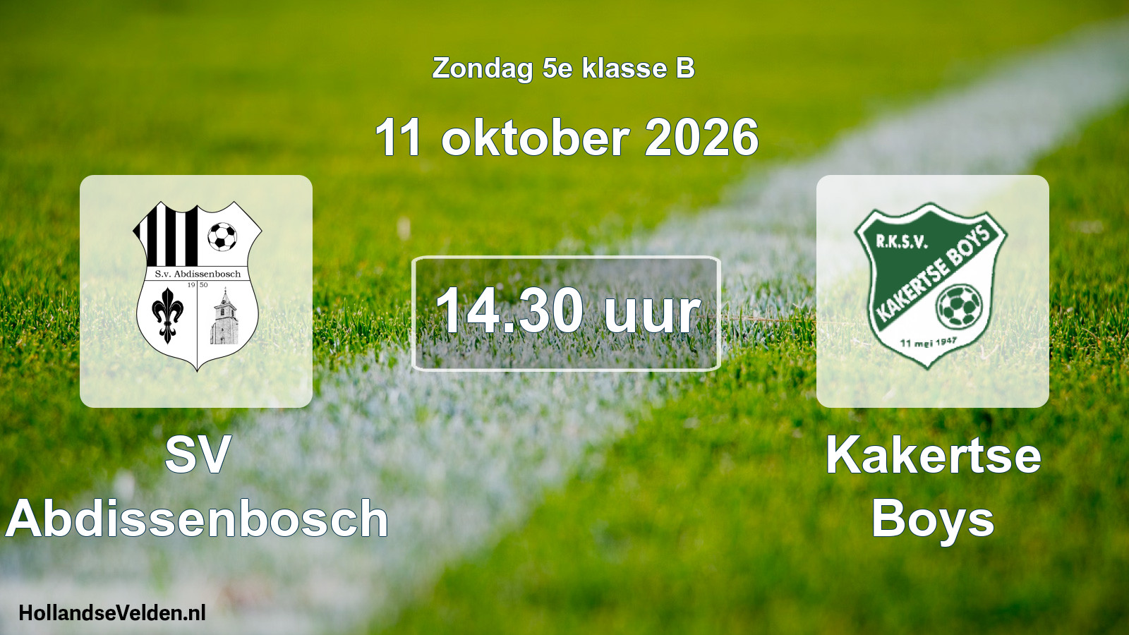 Geplande wedstrijd: SV Abdissenbosch - Kakertse Boys (11 oktober 2026)
