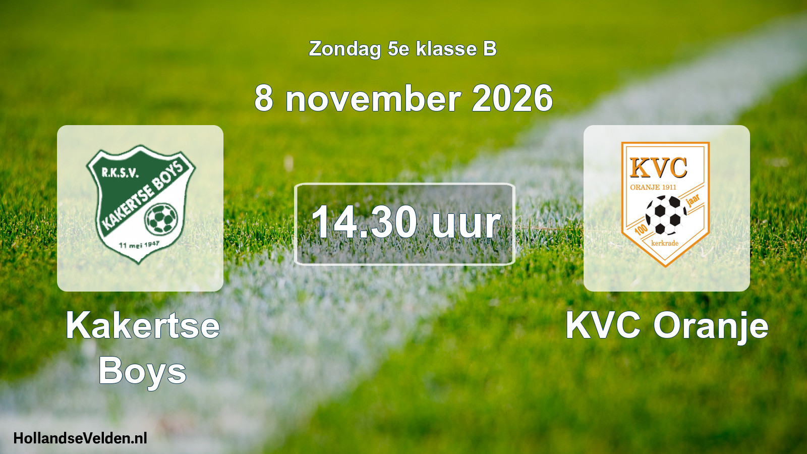 Geplande wedstrijd: Kakertse Boys - KVC Oranje (8 november 2026)