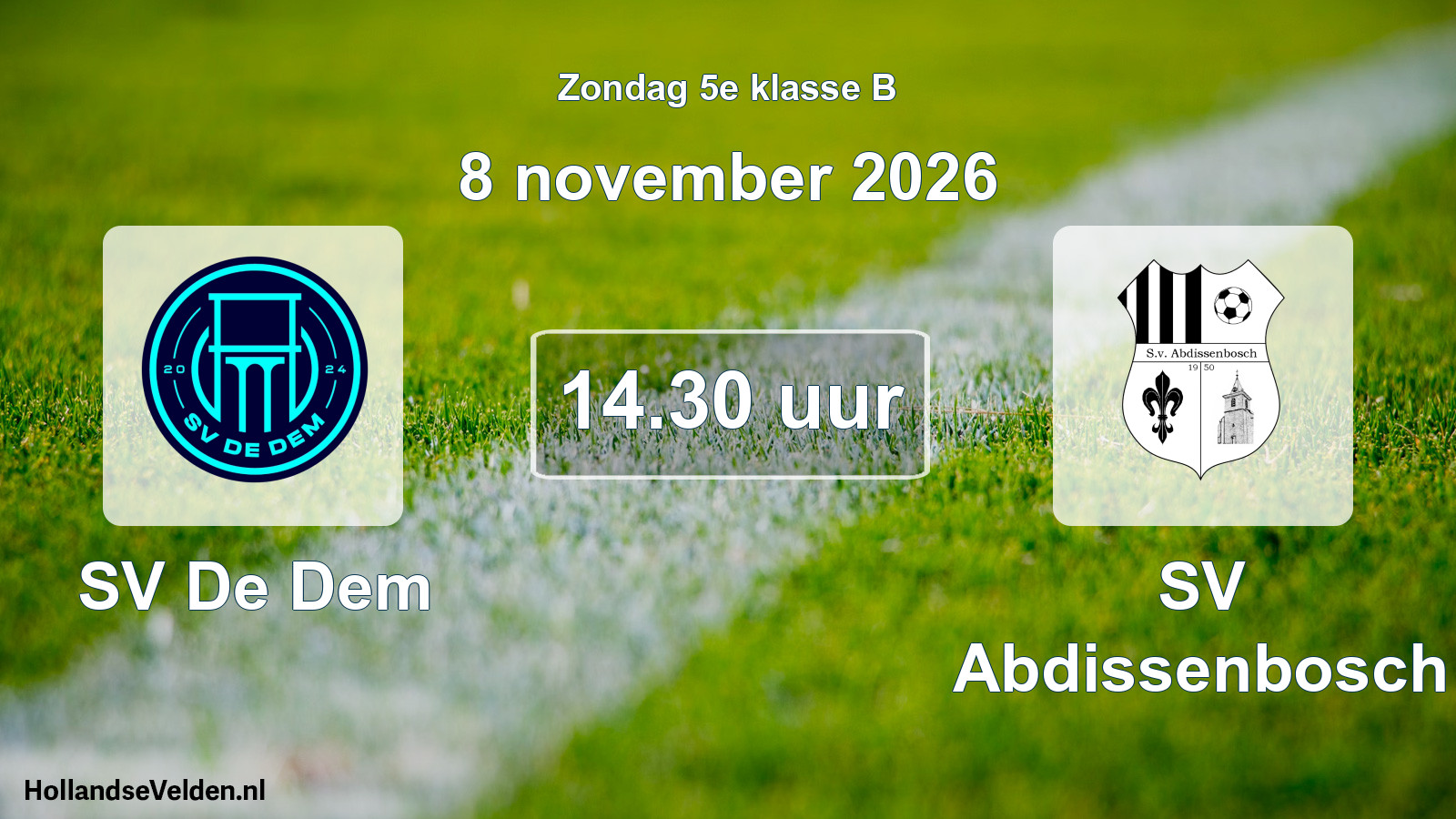 Geplande wedstrijd: SV De Dem - SV Abdissenbosch (8 november 2026)