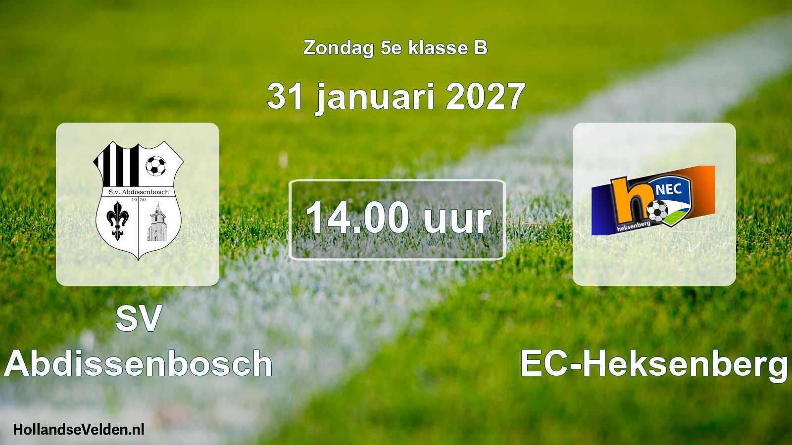 Geplande wedstrijd: SV Abdissenbosch - NEC-Heksenberg (31 januari 2027)