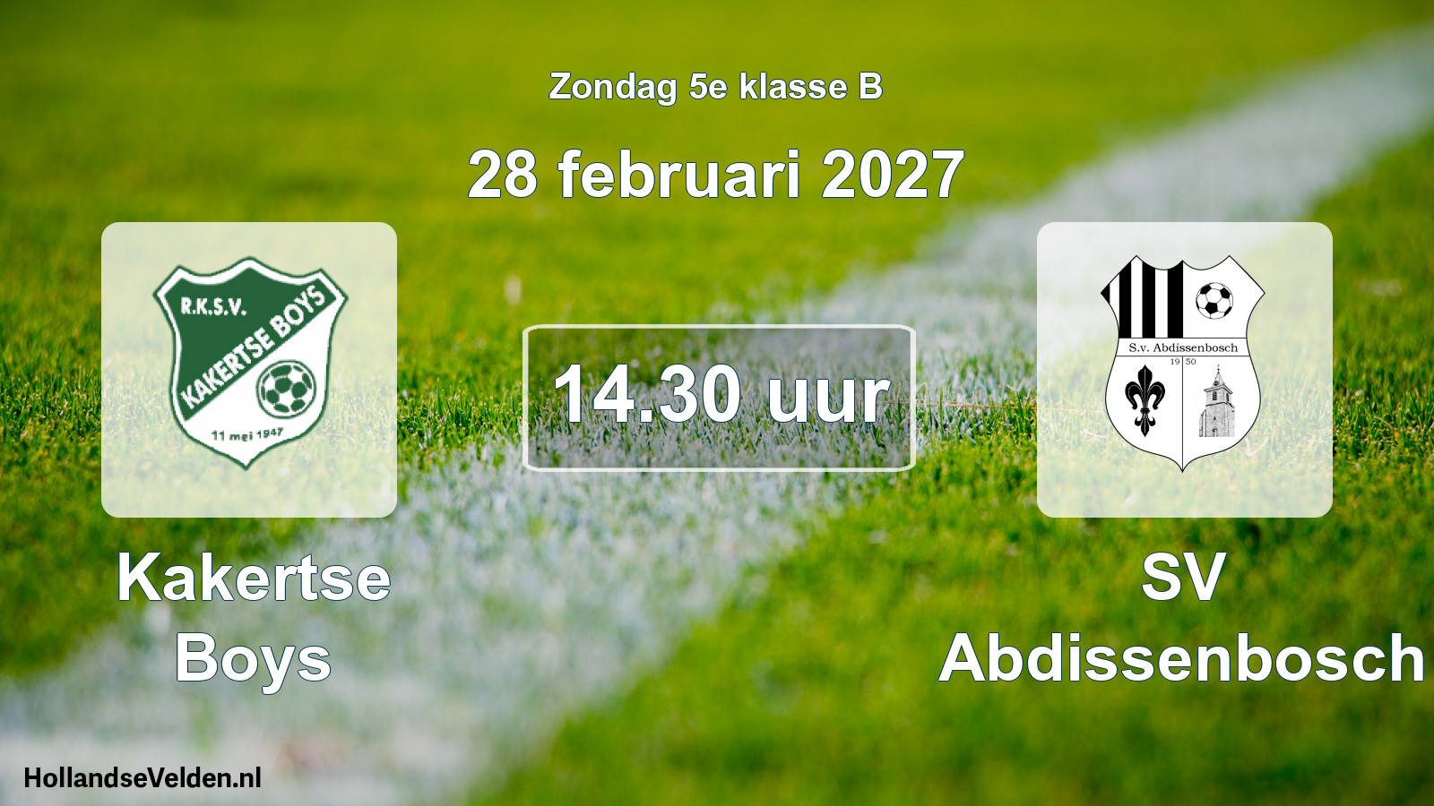 Geplande wedstrijd: Kakertse Boys - SV Abdissenbosch (28 februari 2027)