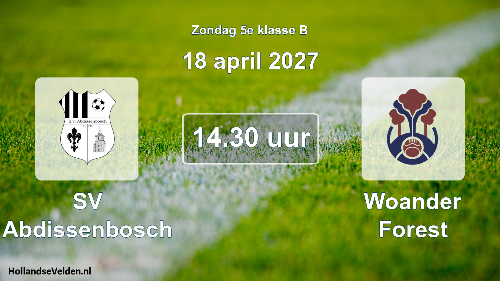 Geplande wedstrijd: SV Abdissenbosch - Woander Forest (18 april 2027)