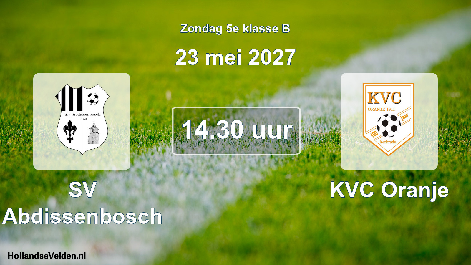 Geplande wedstrijd: SV Abdissenbosch - KVC Oranje (23 mei 2027)