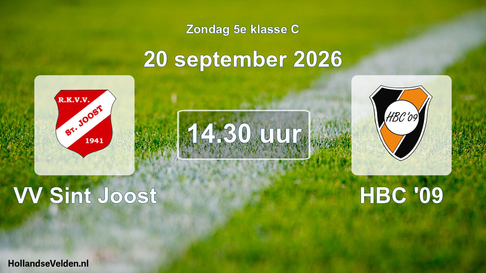 Geplande wedstrijd: VV Sint Joost - HBC '09 (20 september 2026)