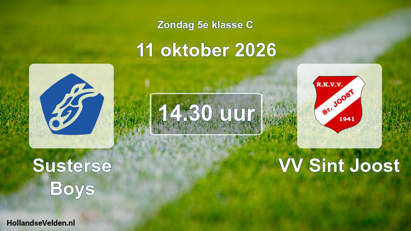 Geplande wedstrijd: Susterse Boys - VV Sint Joost (11 oktober 2026)