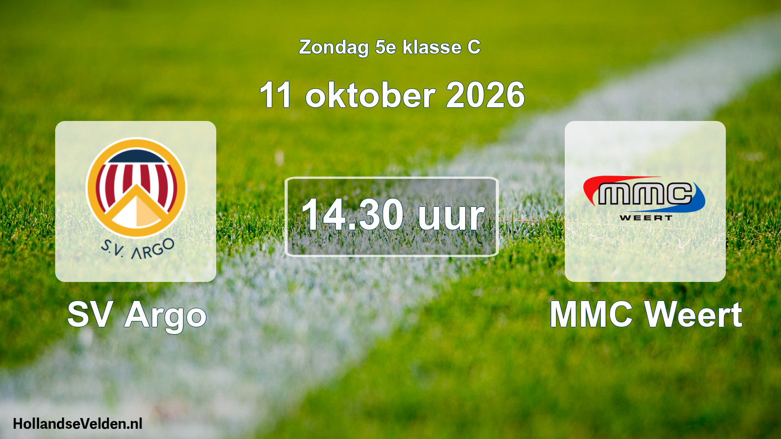 Geplande wedstrijd: SV Argo - MMC Weert (11 oktober 2026)