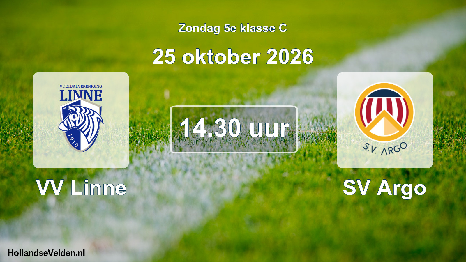 Geplande wedstrijd: VV Linne - SV Argo (25 oktober 2026)