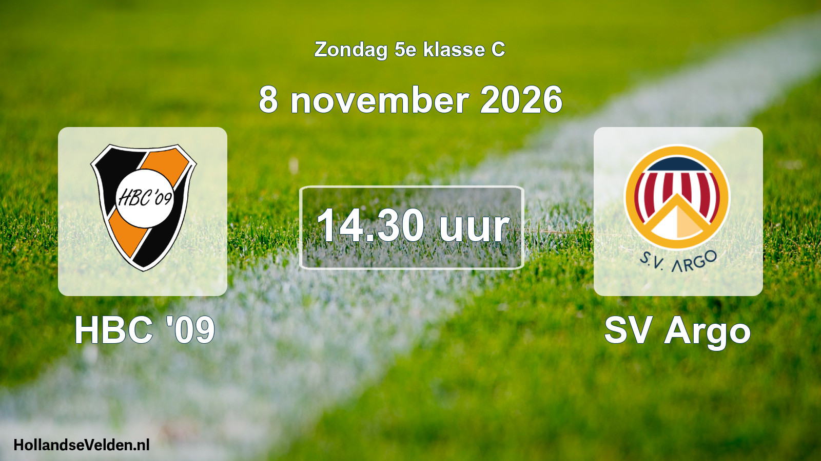 Geplande wedstrijd: HBC '09 - SV Argo (8 november 2026)