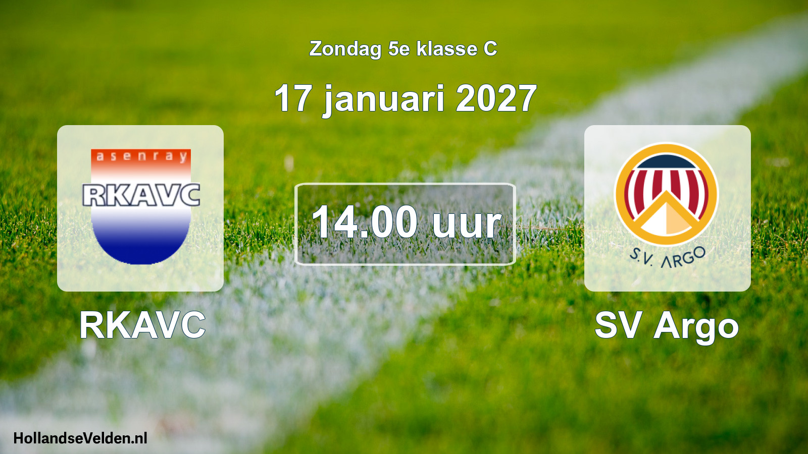 Geplande wedstrijd: RKAVC - SV Argo (17 januari 2027)