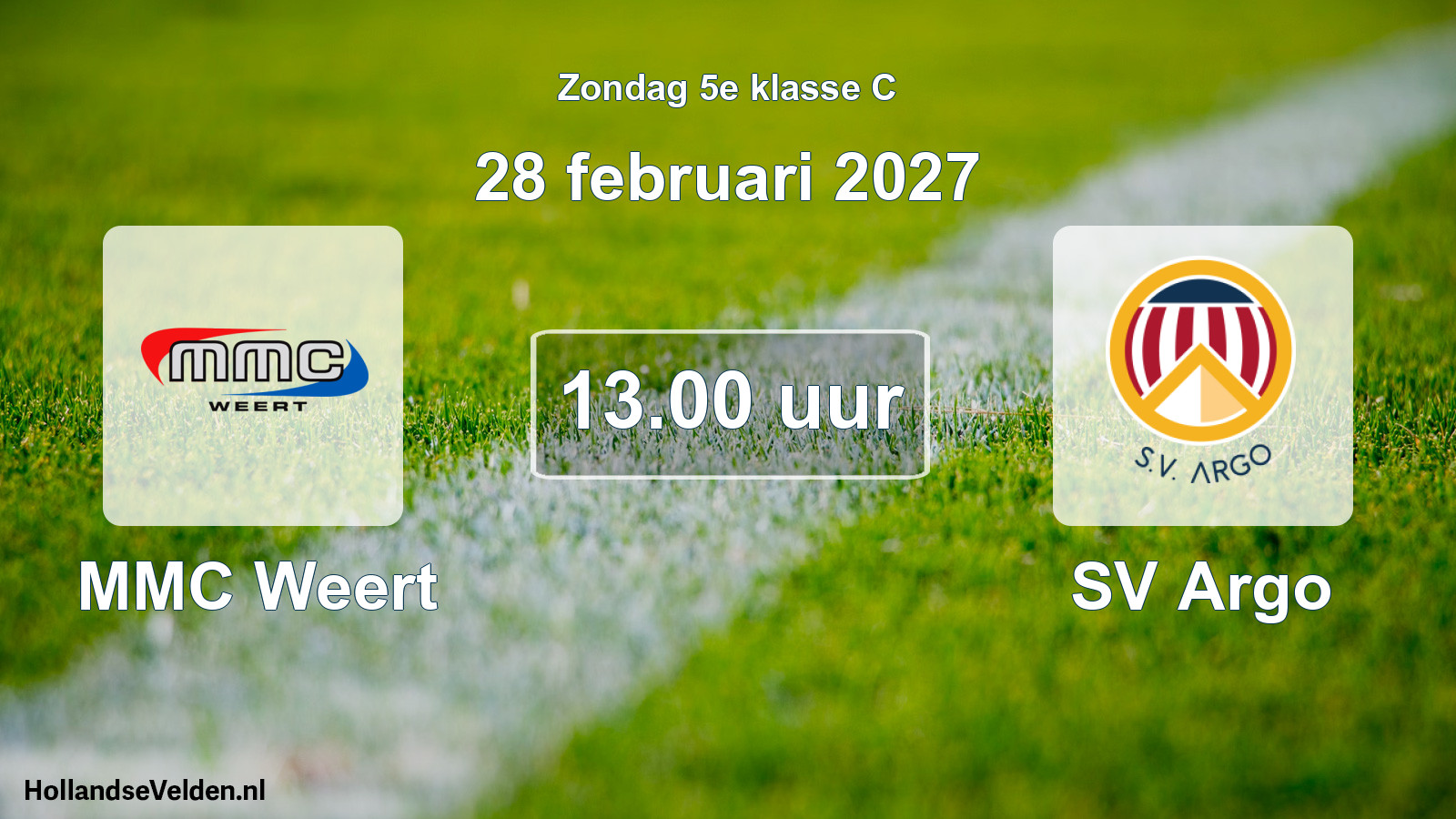 Geplande wedstrijd: MMC Weert - SV Argo (28 februari 2027)