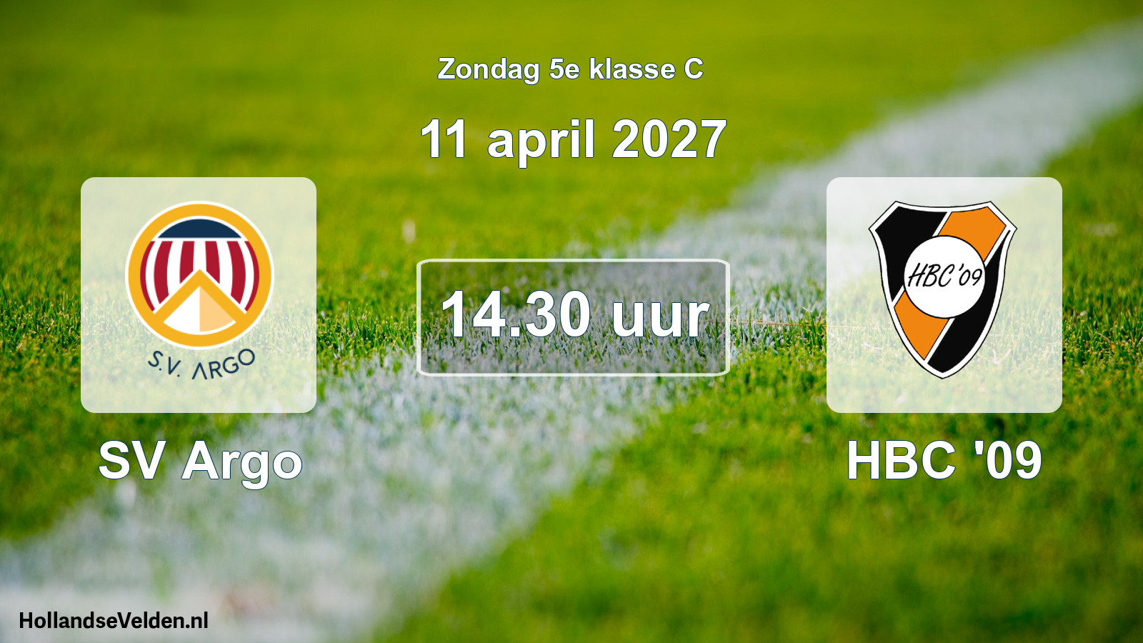 Geplande wedstrijd: SV Argo - HBC '09 (11 april 2027)
