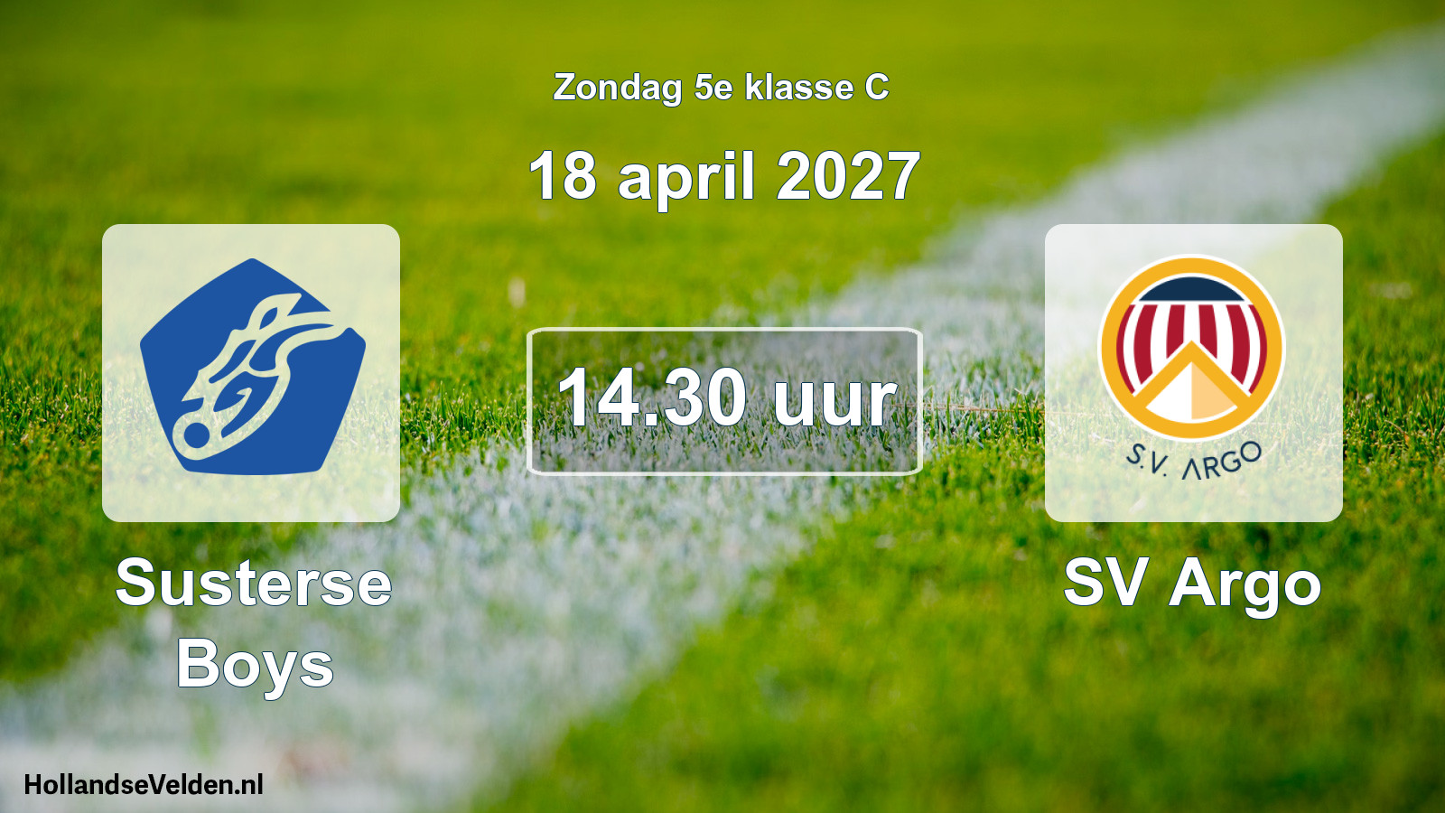 Geplande wedstrijd: Susterse Boys - SV Argo (18 april 2027)