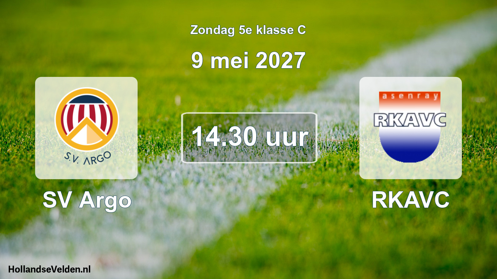 Geplande wedstrijd: SV Argo - RKAVC (9 mei 2027)