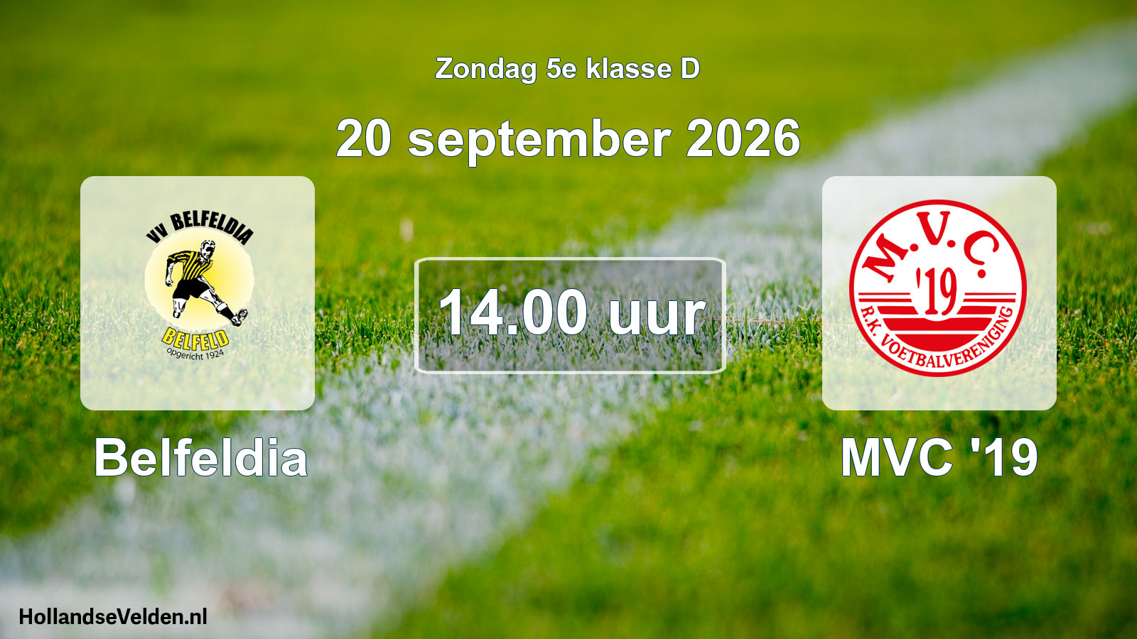 Geplande wedstrijd: Belfeldia - MVC '19 (20 september 2026)