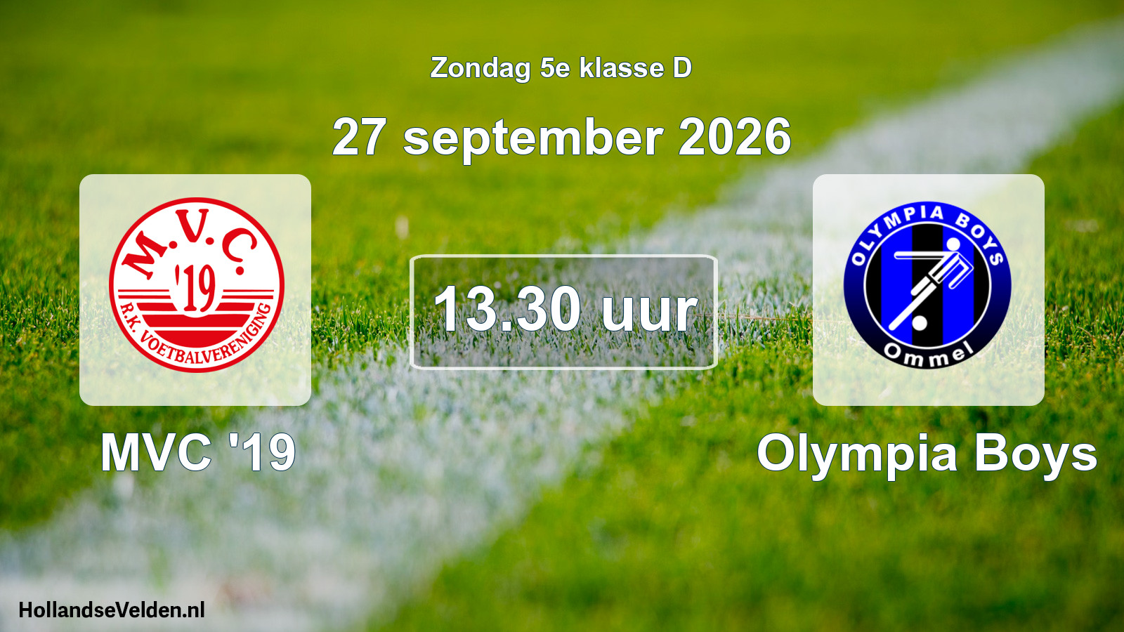 Geplande wedstrijd: MVC '19 - Olympia Boys (27 september 2026)