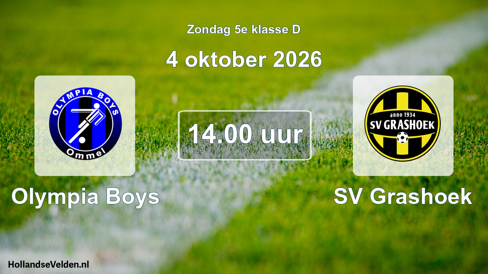 Geplande wedstrijd: Olympia Boys - SV Grashoek (4 oktober 2026)