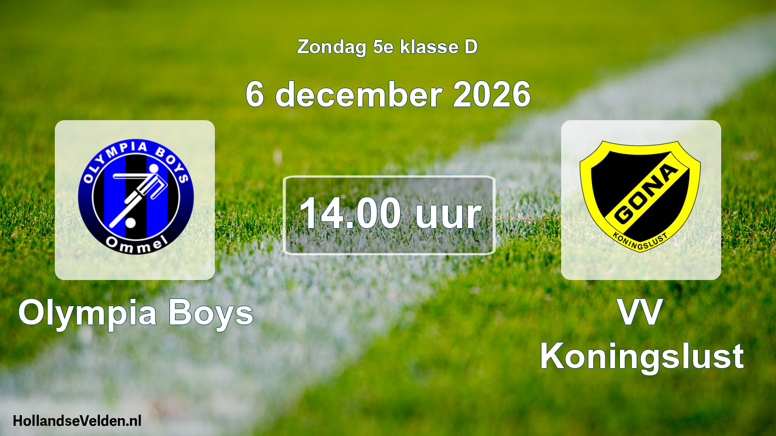 Geplande wedstrijd: Olympia Boys - VV Koningslust (6 december 2026)