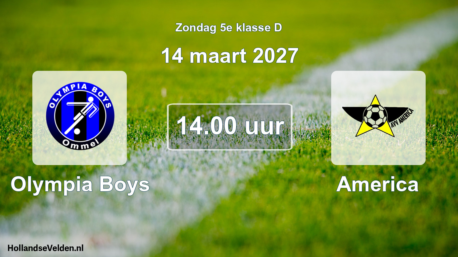 Geplande wedstrijd: Olympia Boys - America (14 maart 2027)