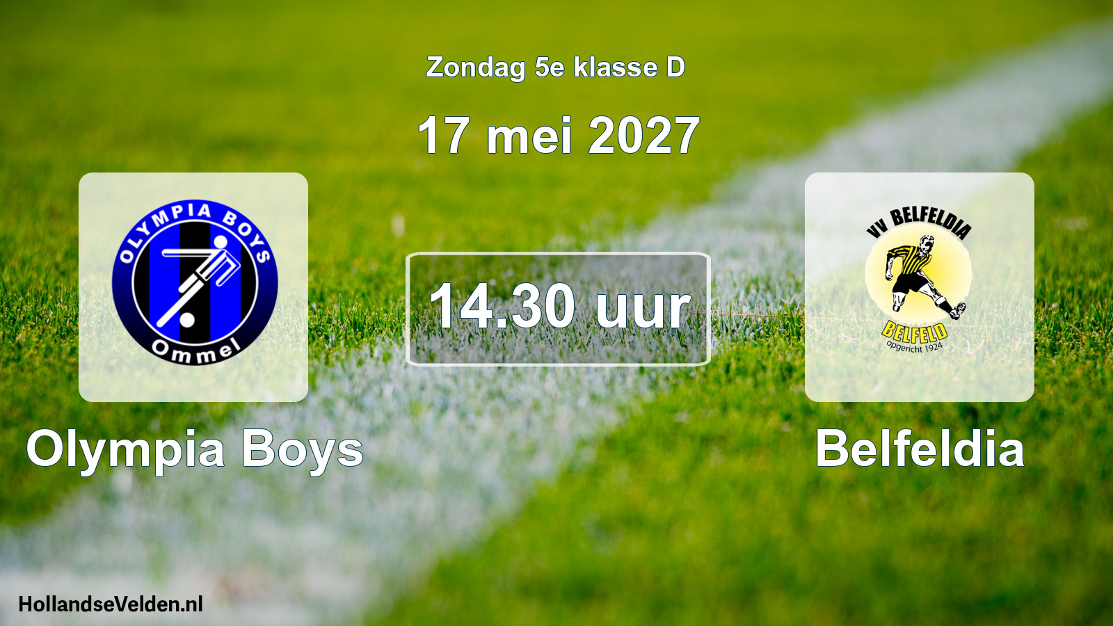 Geplande wedstrijd: Olympia Boys - Belfeldia (17 mei 2027)