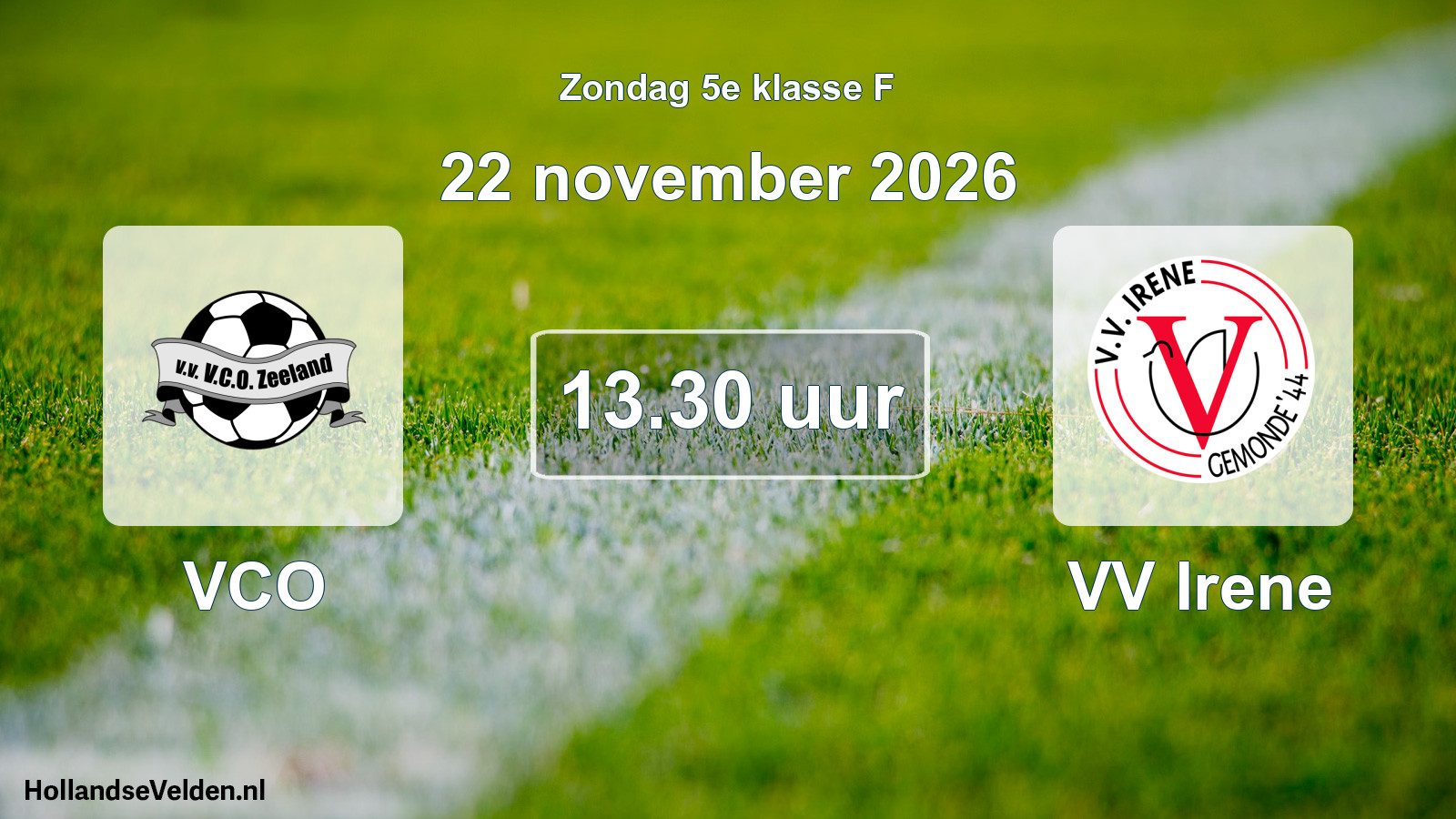 Geplande wedstrijd: VCO - VV Irene (22 november 2026)