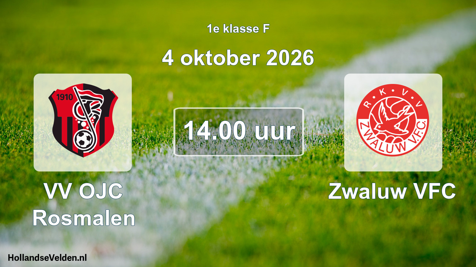 Geplande wedstrijd: VV OJC Rosmalen - Zwaluw VFC (4 oktober 2026)