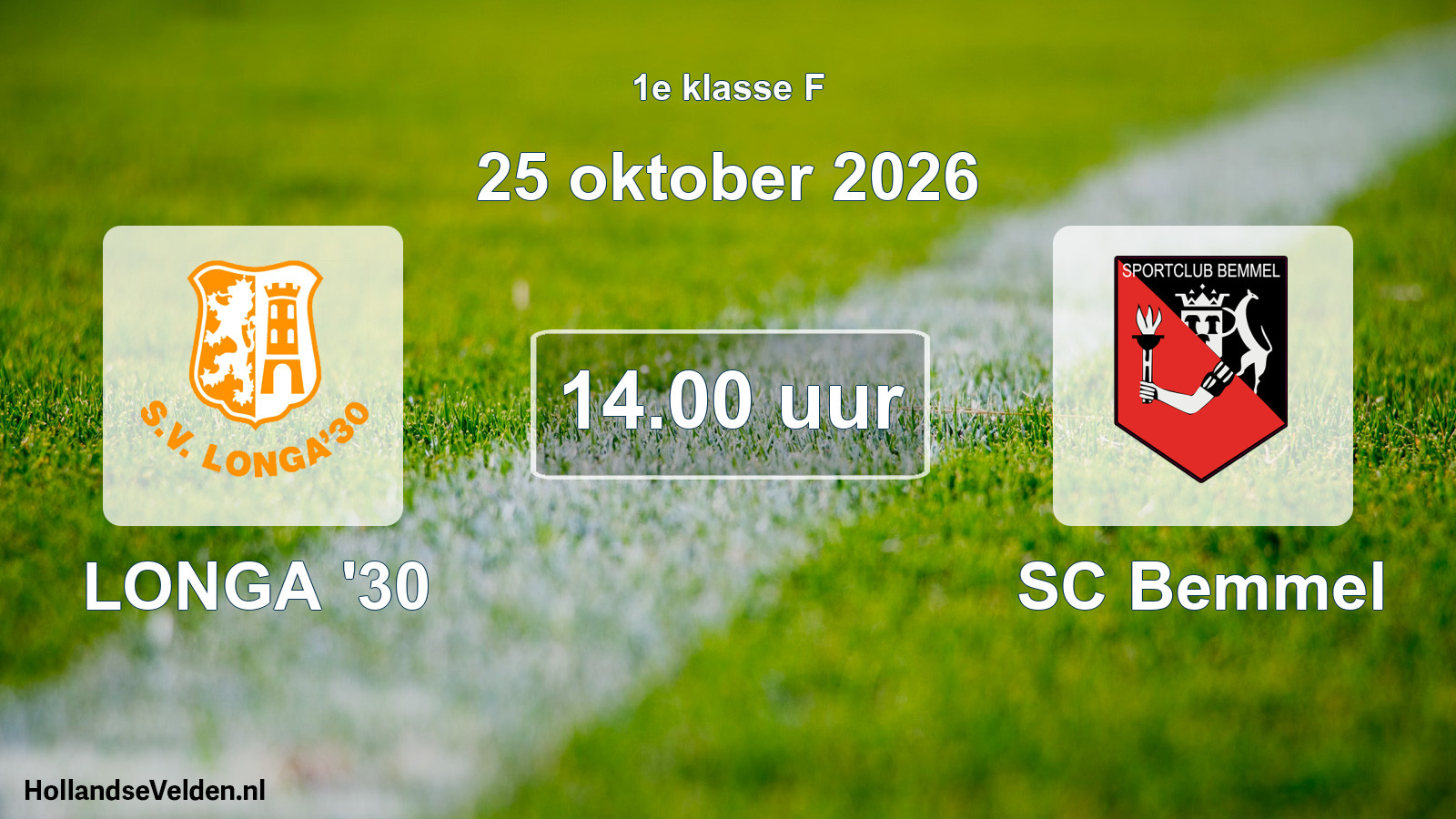 Scheduled Match: LONGA '30 - SC Bemmel (25 October 2026)
