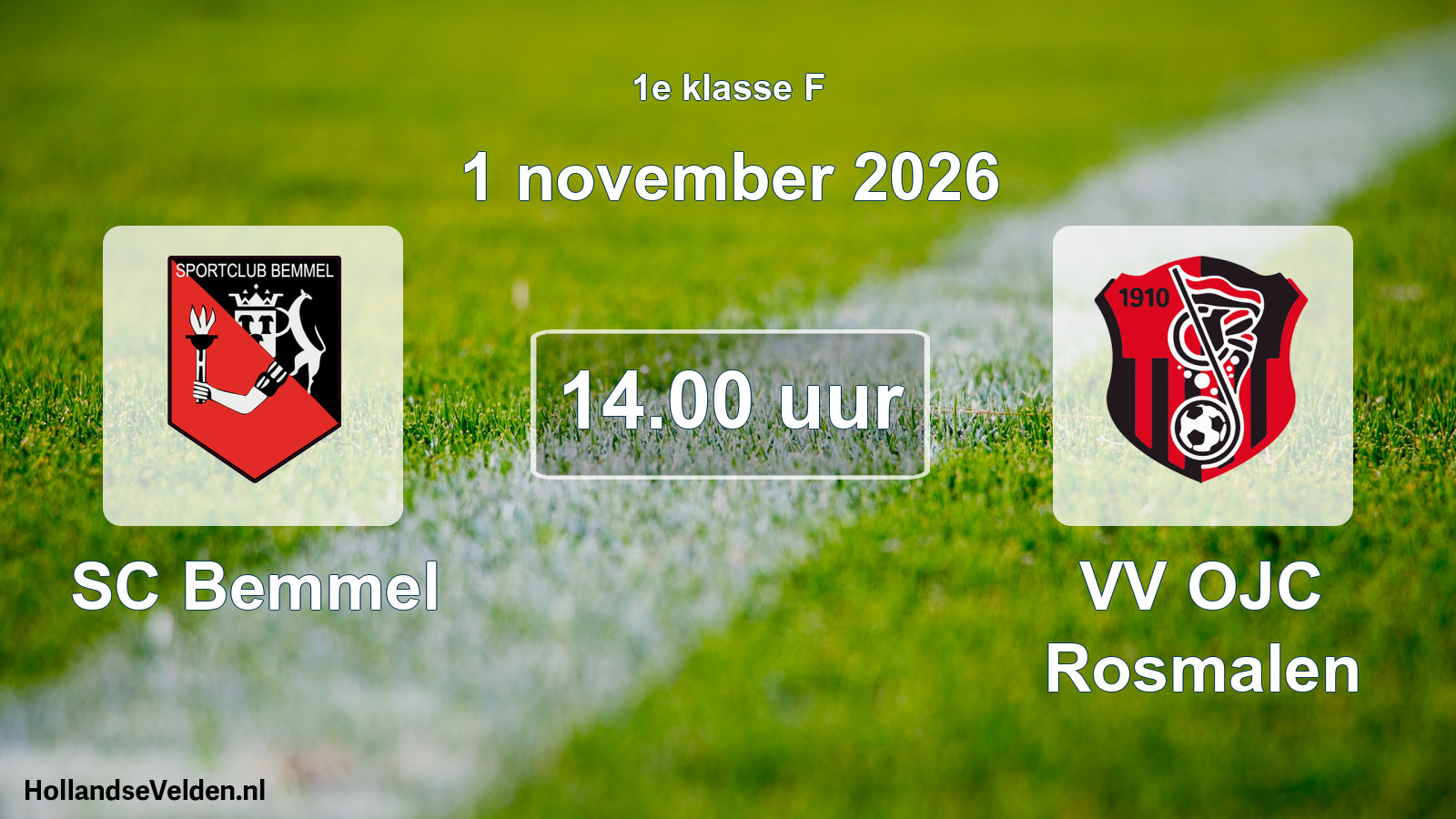 Geplande wedstrijd: SC Bemmel - VV OJC Rosmalen (1 november 2026)
