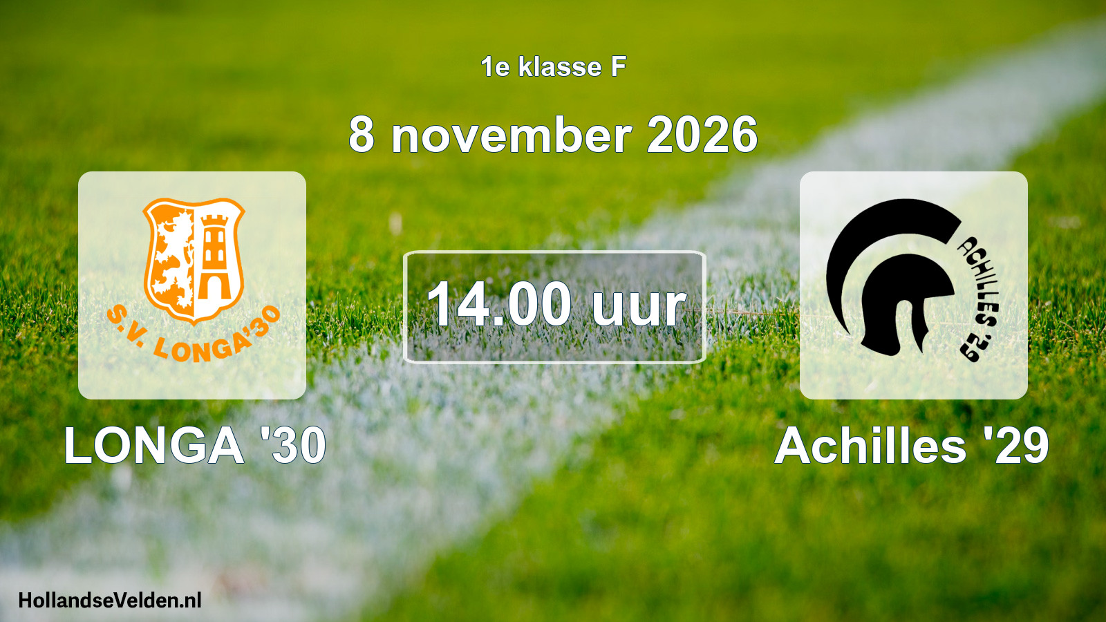 Geplande wedstrijd: LONGA '30 - Achilles '29 (8 november 2026)