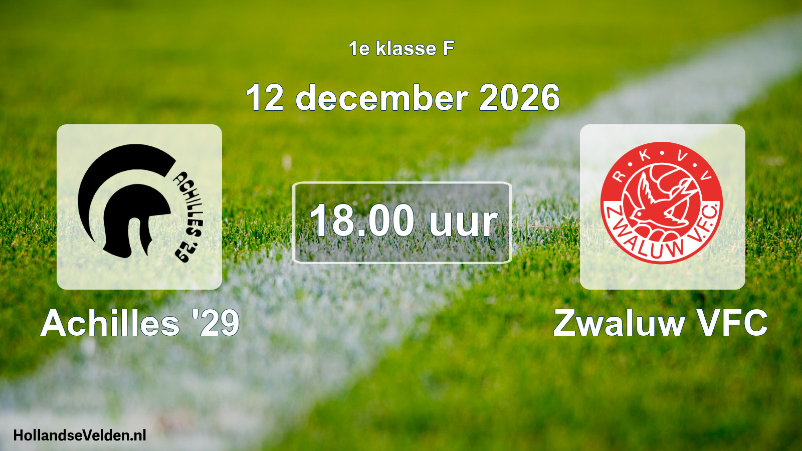 Geplande wedstrijd: Achilles '29 - Zwaluw VFC (12 december 2026)