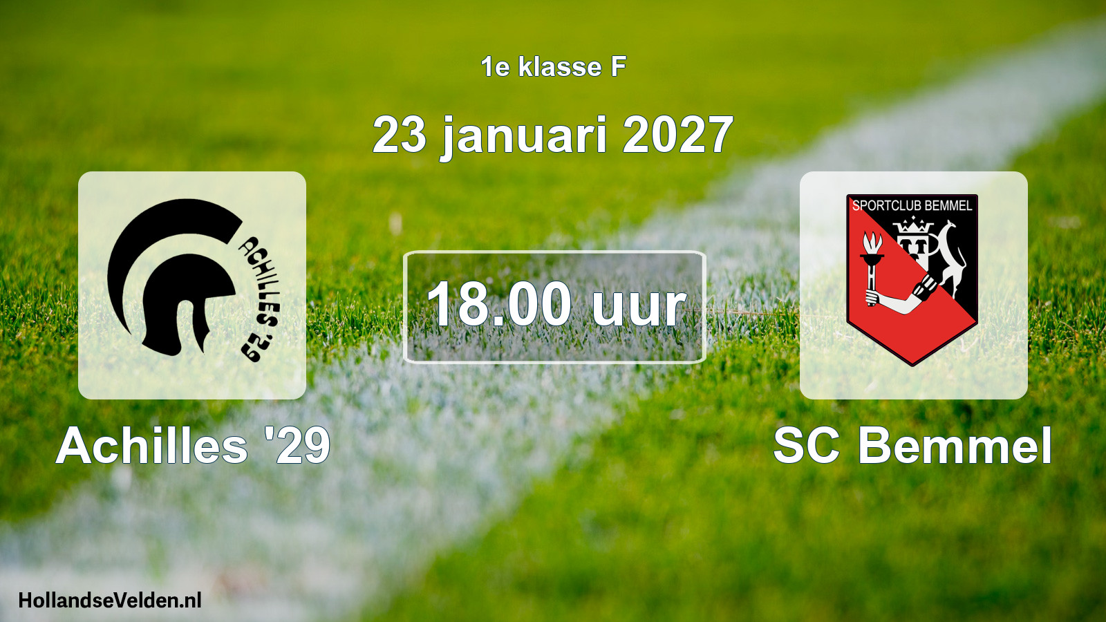 Geplande wedstrijd: Achilles '29 - SC Bemmel (23 januari 2027)