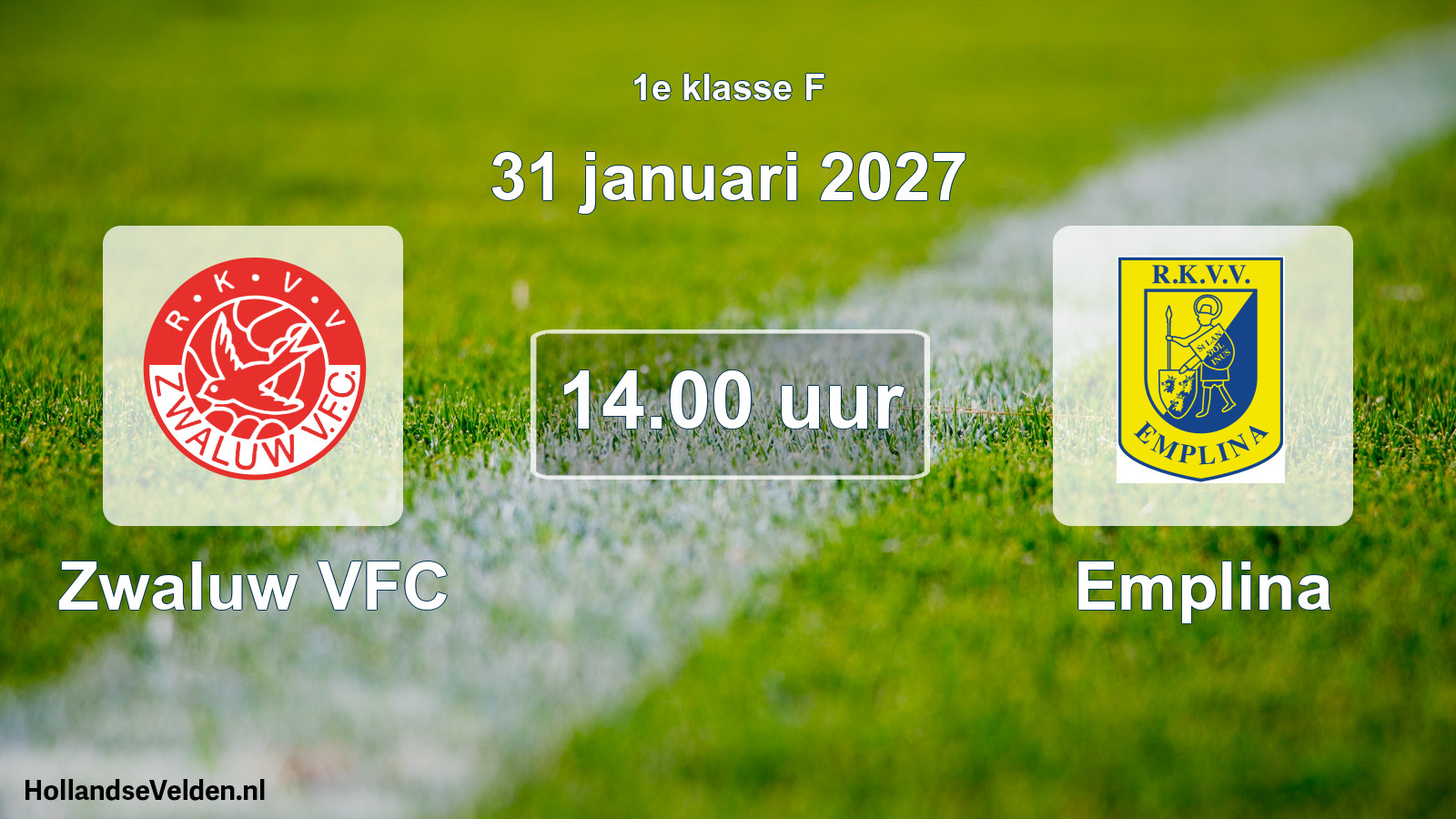 Geplande wedstrijd: Zwaluw VFC - Emplina (31 januari 2027)