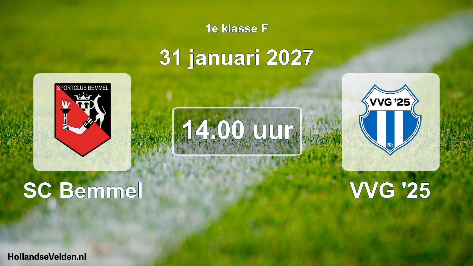 Geplande wedstrijd: SC Bemmel - VVG '25 (31 januari 2027)