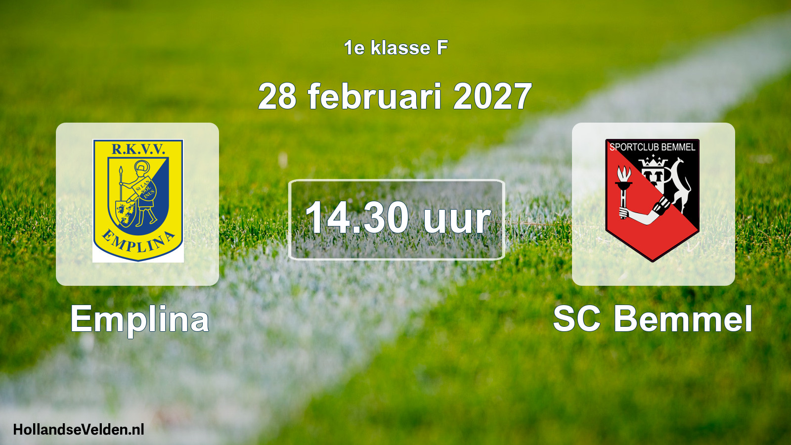 Geplande wedstrijd: Emplina - SC Bemmel (28 februari 2027)