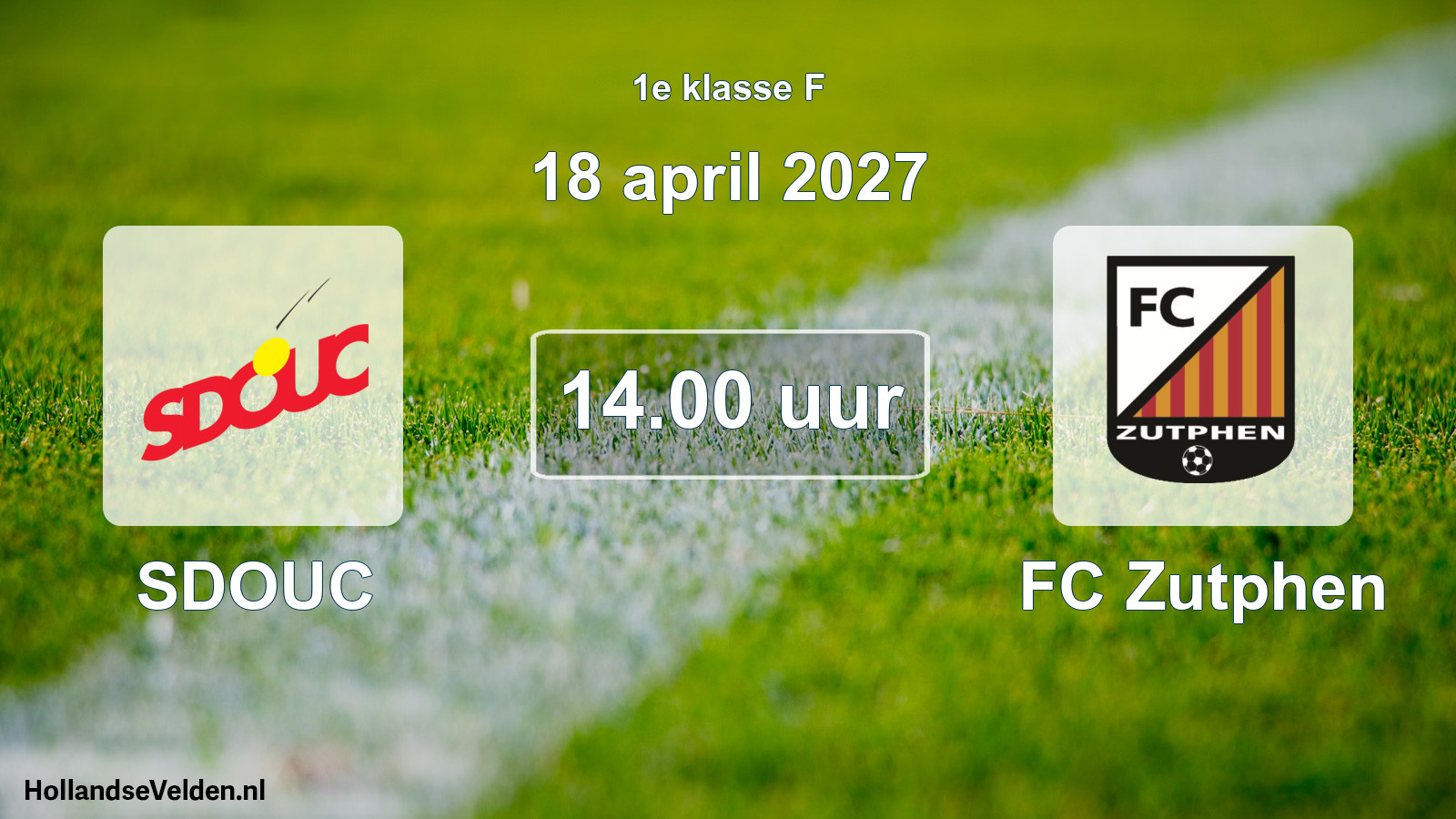 Geplande wedstrijd: SDOUC - FC Zutphen (18 april 2027)