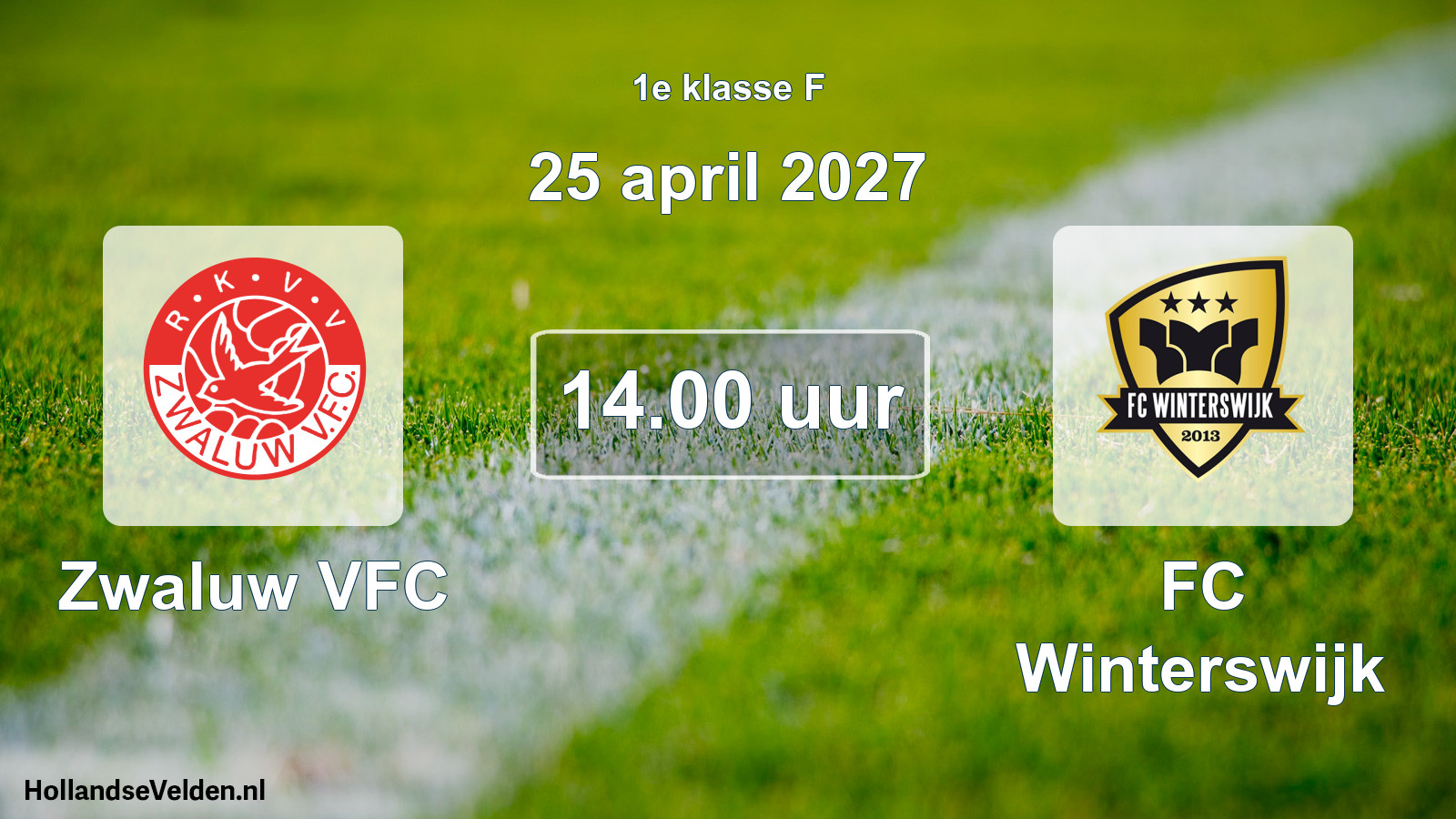Geplande wedstrijd: Zwaluw VFC - FC Winterswijk (25 april 2027)