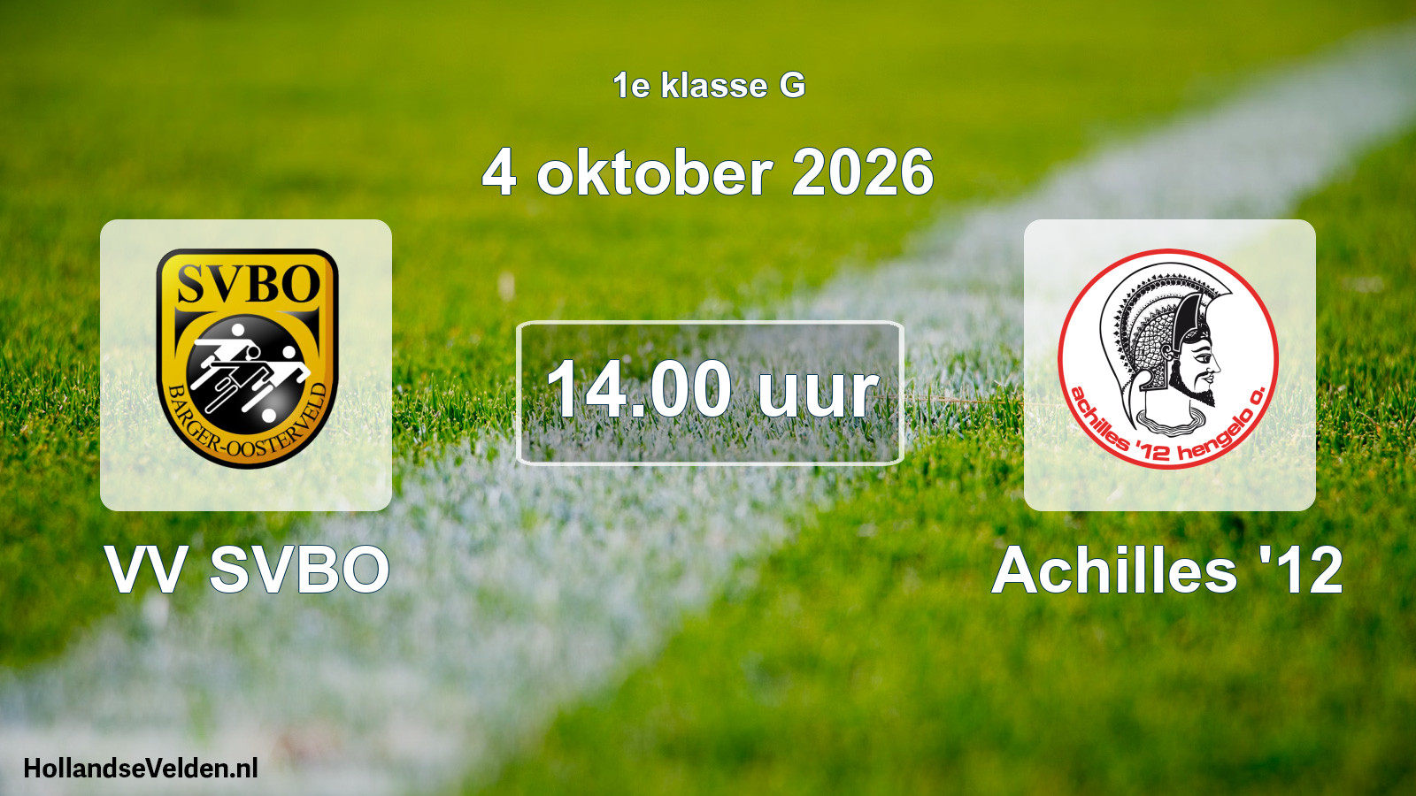 Geplande wedstrijd: VV SVBO - Achilles '12 (4 oktober 2026)