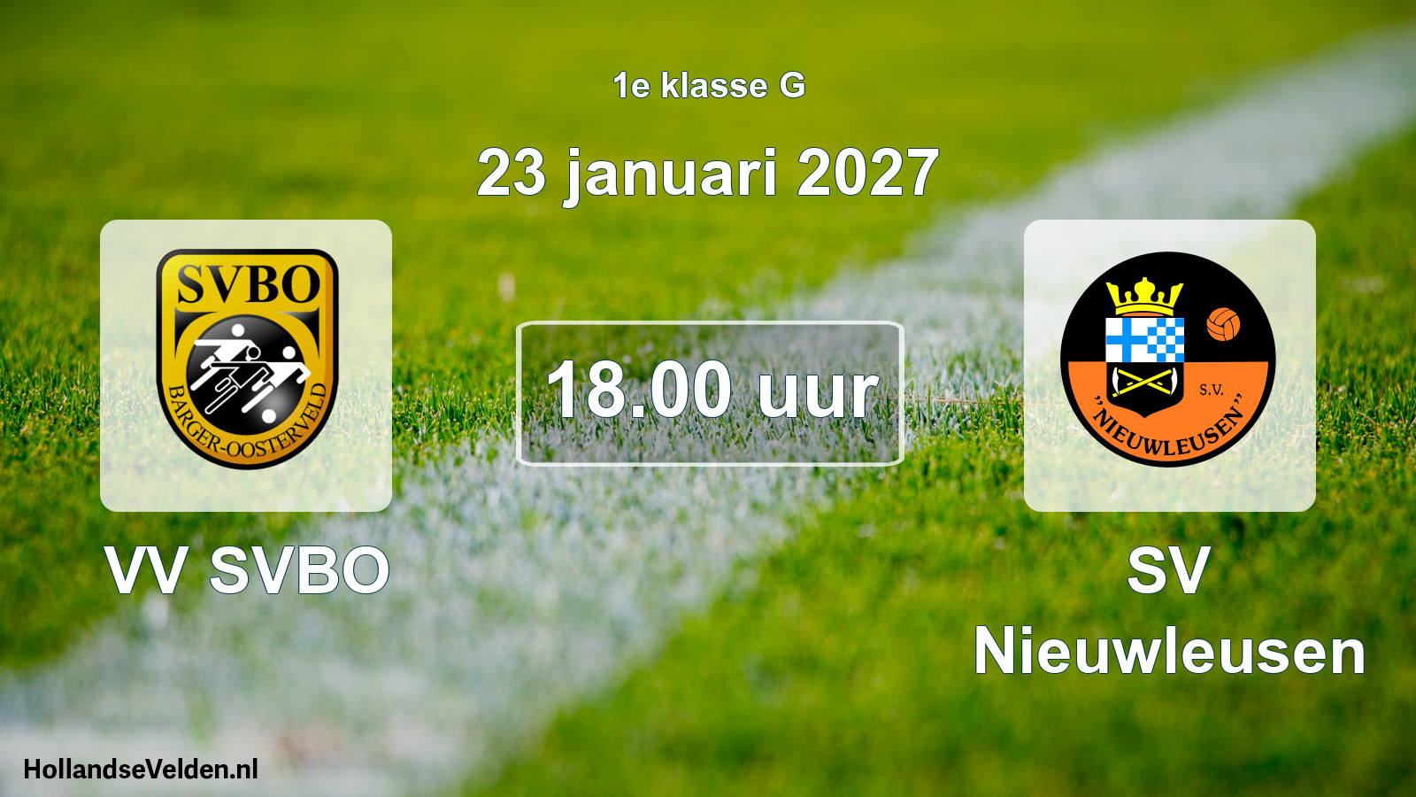 Geplande wedstrijd: VV SVBO - SV Nieuwleusen (23 januari 2027)