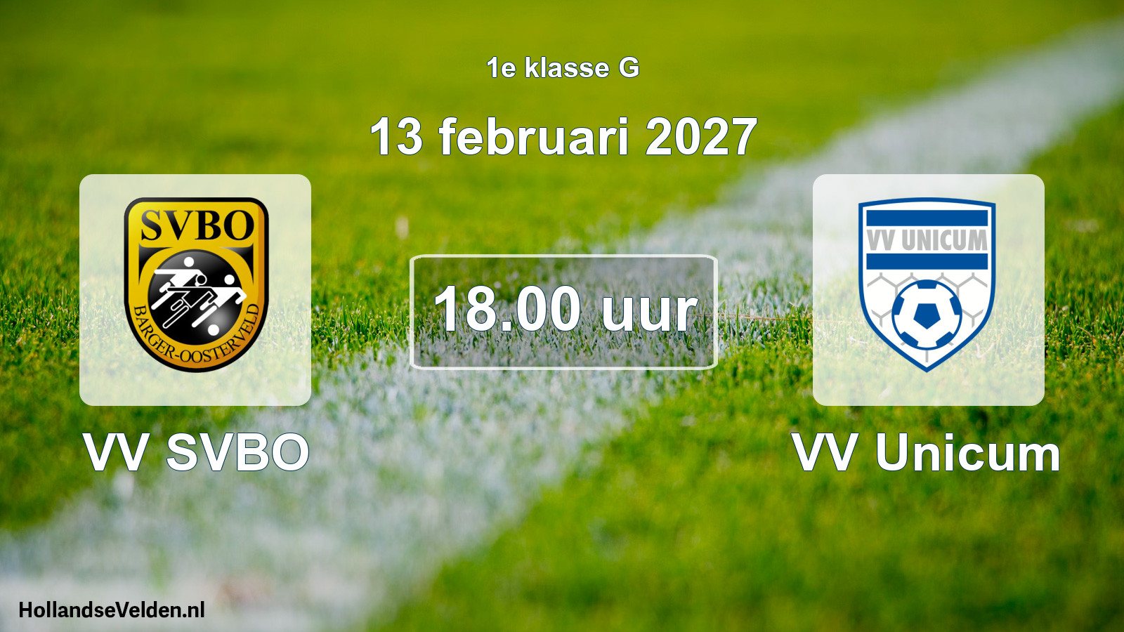 Geplande wedstrijd: VV SVBO - VV Unicum (13 februari 2027)